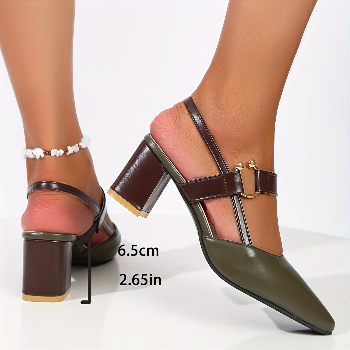 Ladies Pointed Toe Thick Heel Versatile Sandals