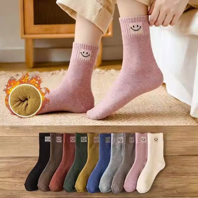 10 Pairs of Women's Thickened Fleece Lined Warm Mid-Calf Long Socks