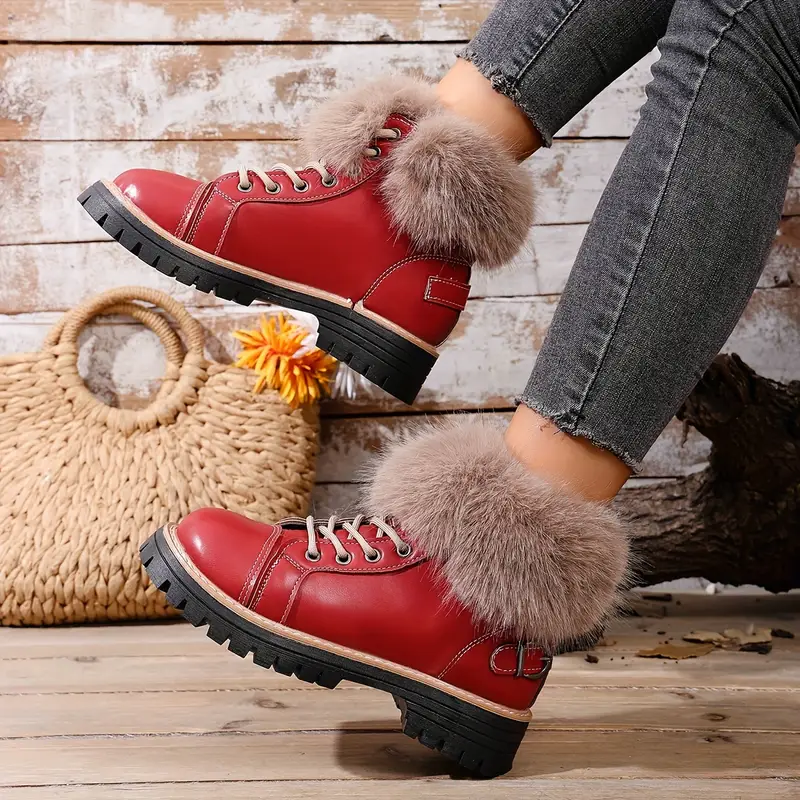 Women's Winter Lace-Up Closure Comfortable Ankle Boots