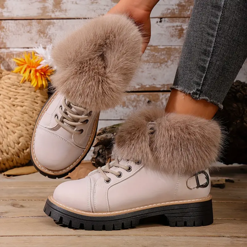 Women's Winter Lace-Up Closure Comfortable Ankle Boots