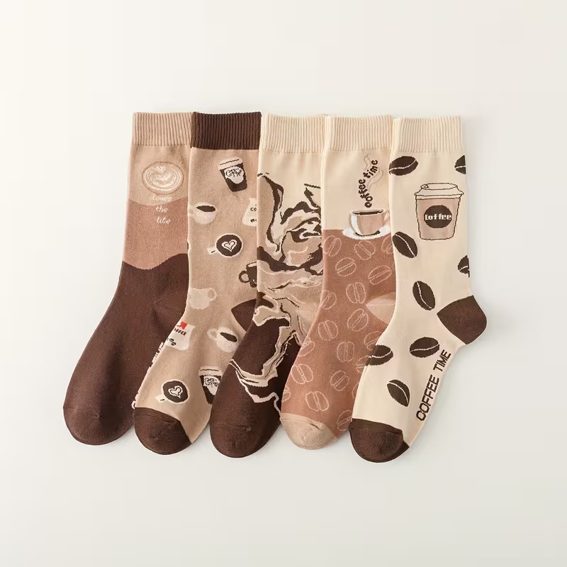 5 Pairs Women's Coffee-Themed Socks