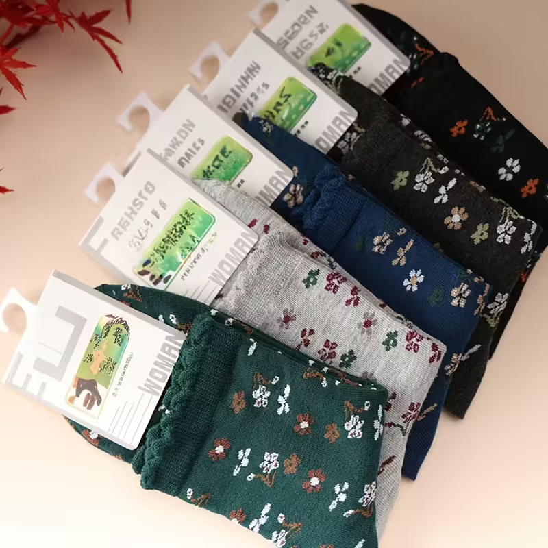 5-Pack Women's Mid-Calf Floral Print Socks