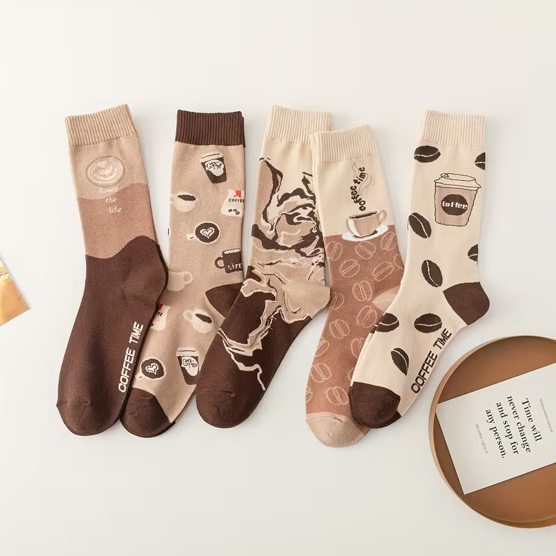 5 Pairs Women's Coffee-Themed Socks