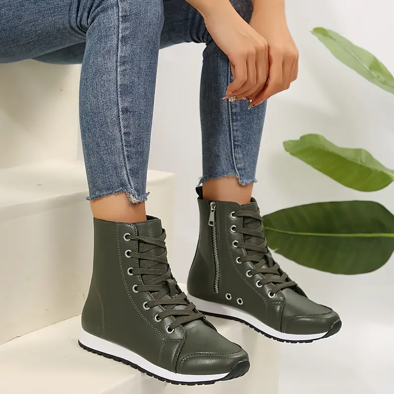 Zipper Lace-Up Comfortable Breathable Sports Ankle Boots