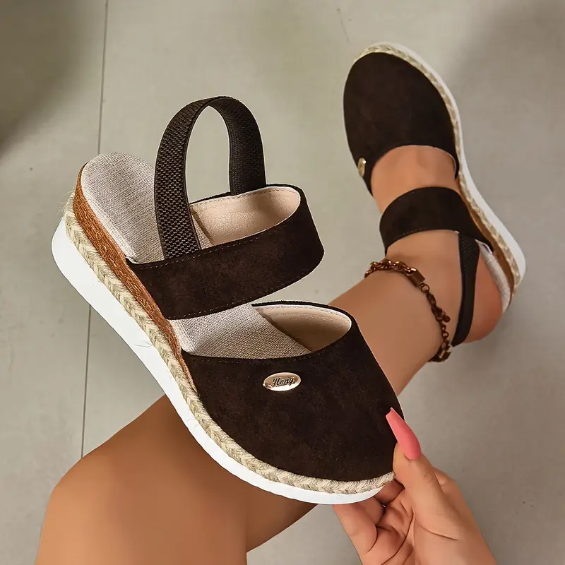 Women's Platform Sandals with Thick Sole, Braided Detail, Elastic Ankle Strap for Casual Summer