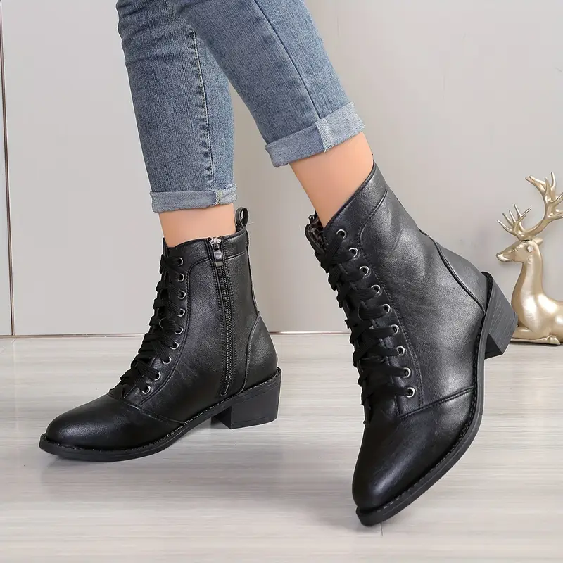 Women's Chic Mid-Heel Combat Boots