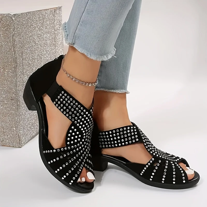 Elegant Women's Rhinestone Wedge Sandals