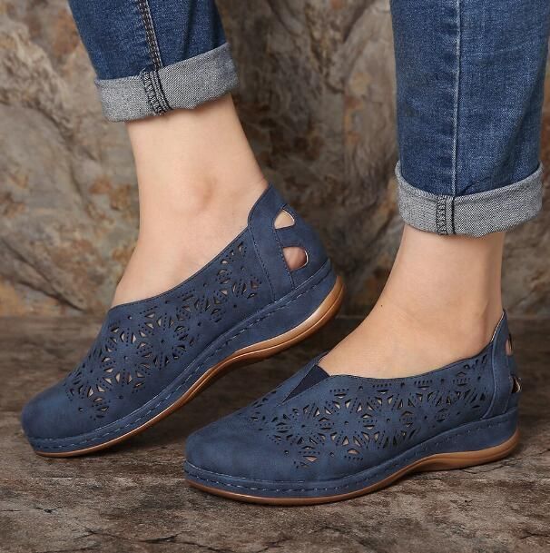 🔥SUMMER HOT SALE⚡Women Hollow Out Slip Resistant Comfy Elastic Band Slip On Casual Flats
