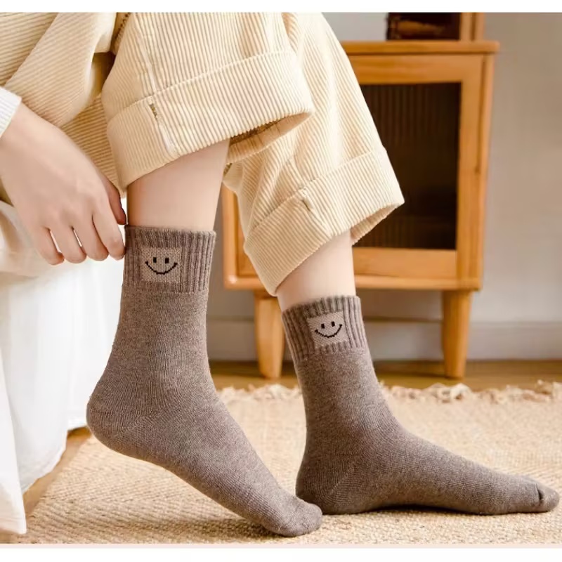 10 Pairs of Women's Thickened Fleece Lined Warm Mid-Calf Long Socks