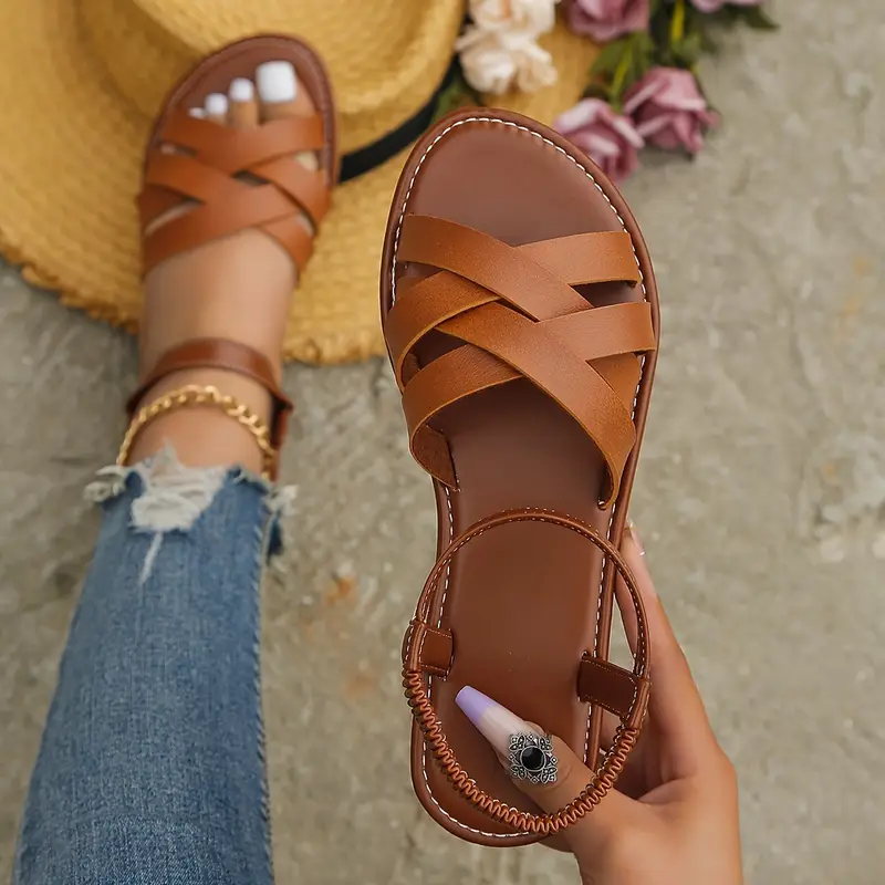 Solid Color Non-Slip Rubber Sole Flat Sandals
