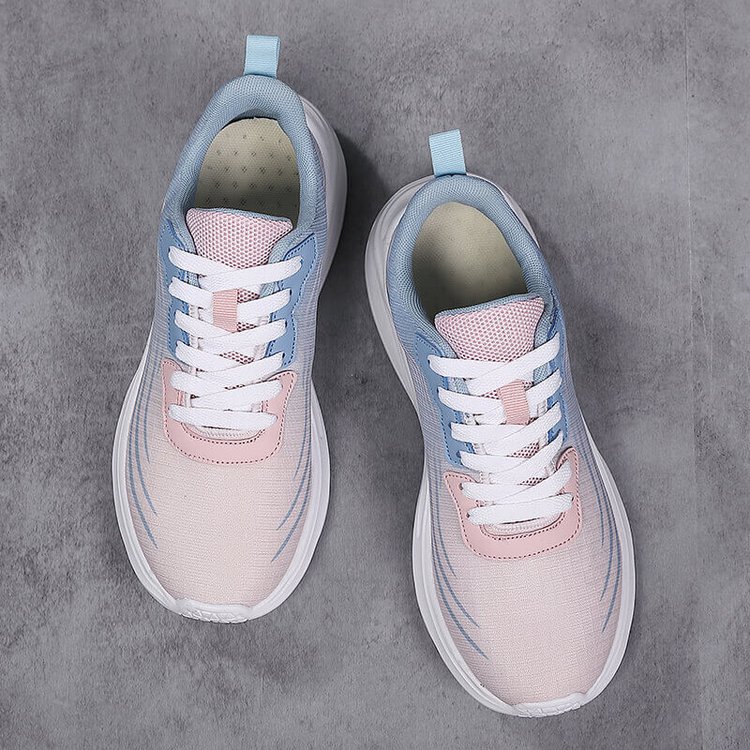 Women's Candy Color Lace-Up Mesh Sneakers