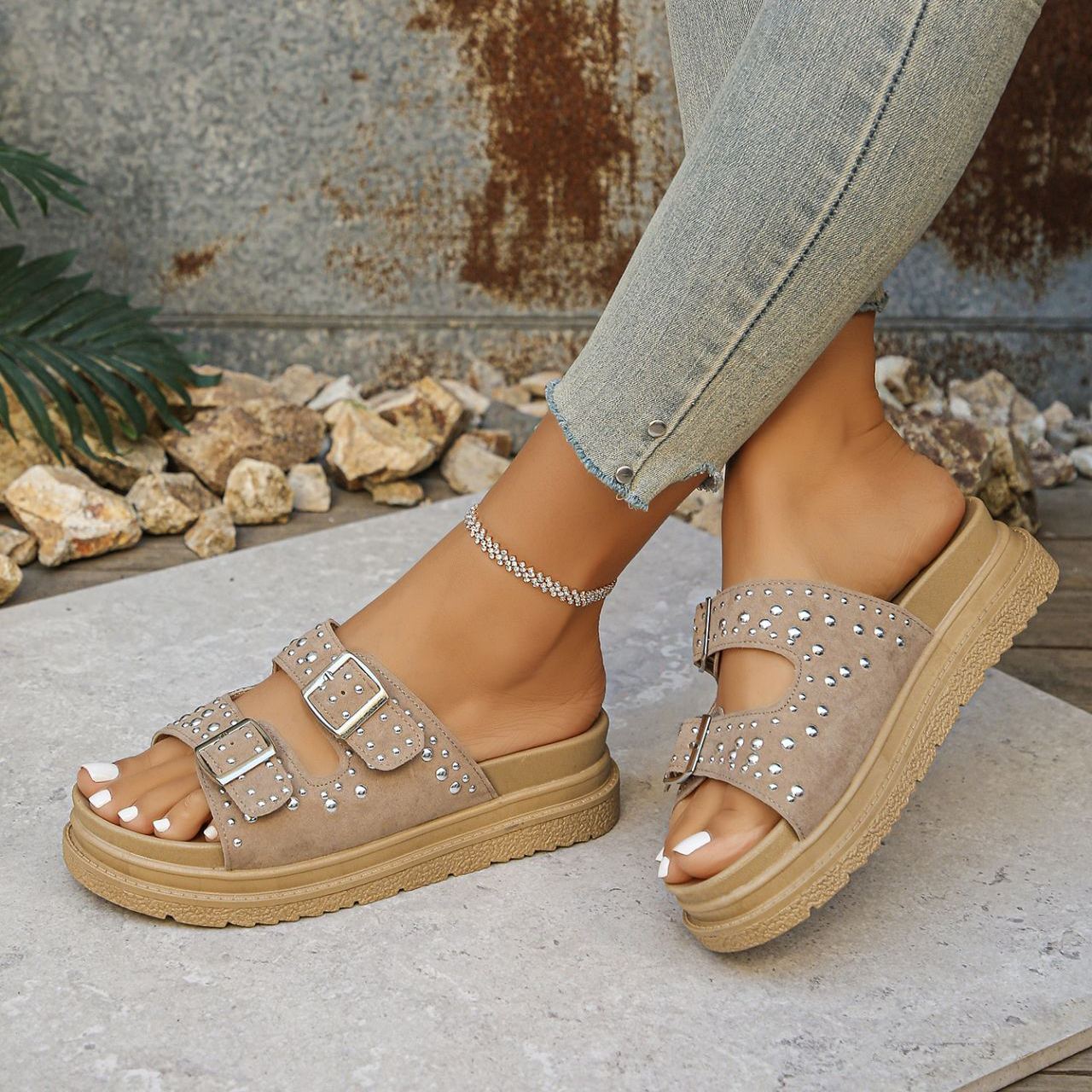  Women's Orthopedic Sequined Thick-soled Birkenstock Slippers