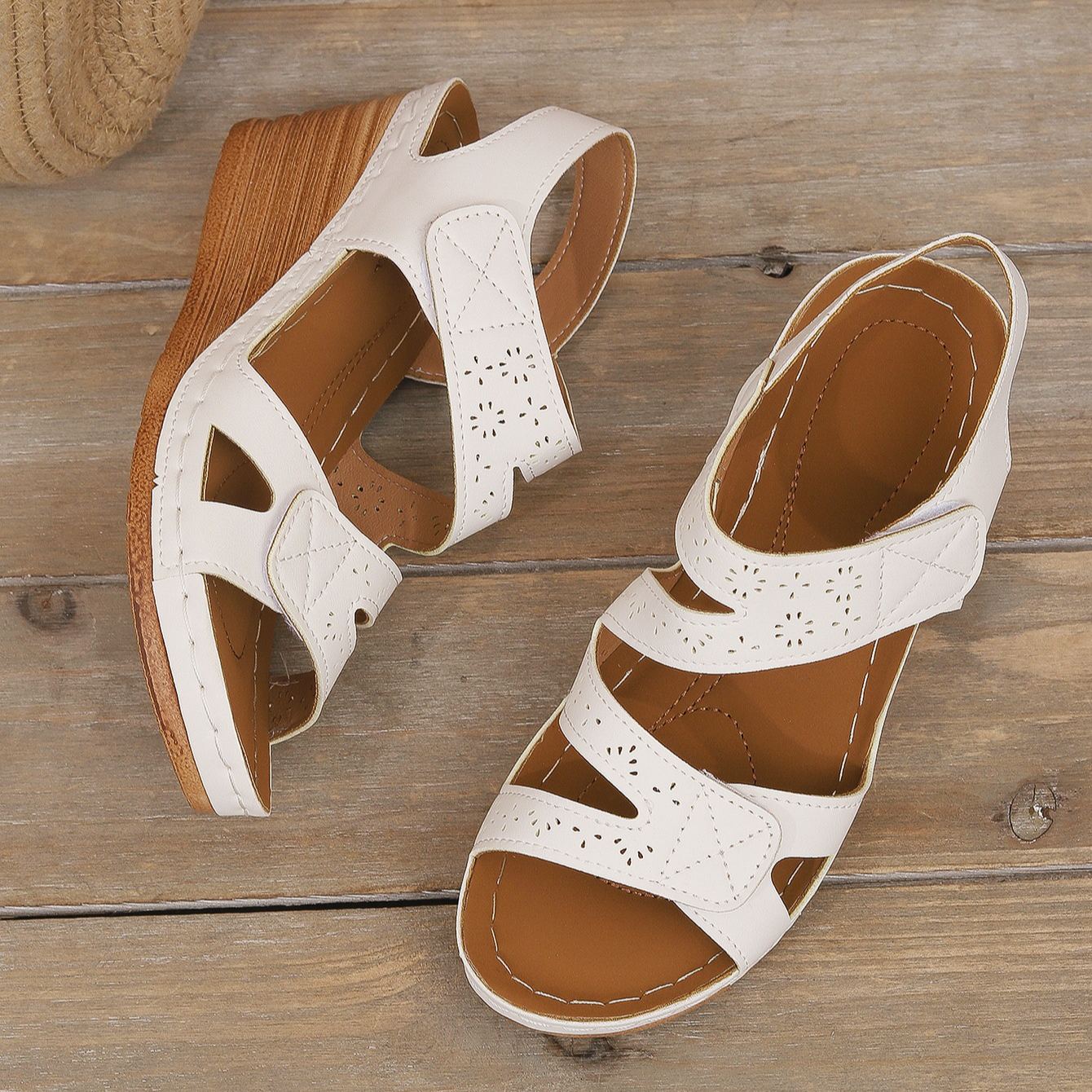 Orthopedic Velcro Cross Strap Wedge Sandals
