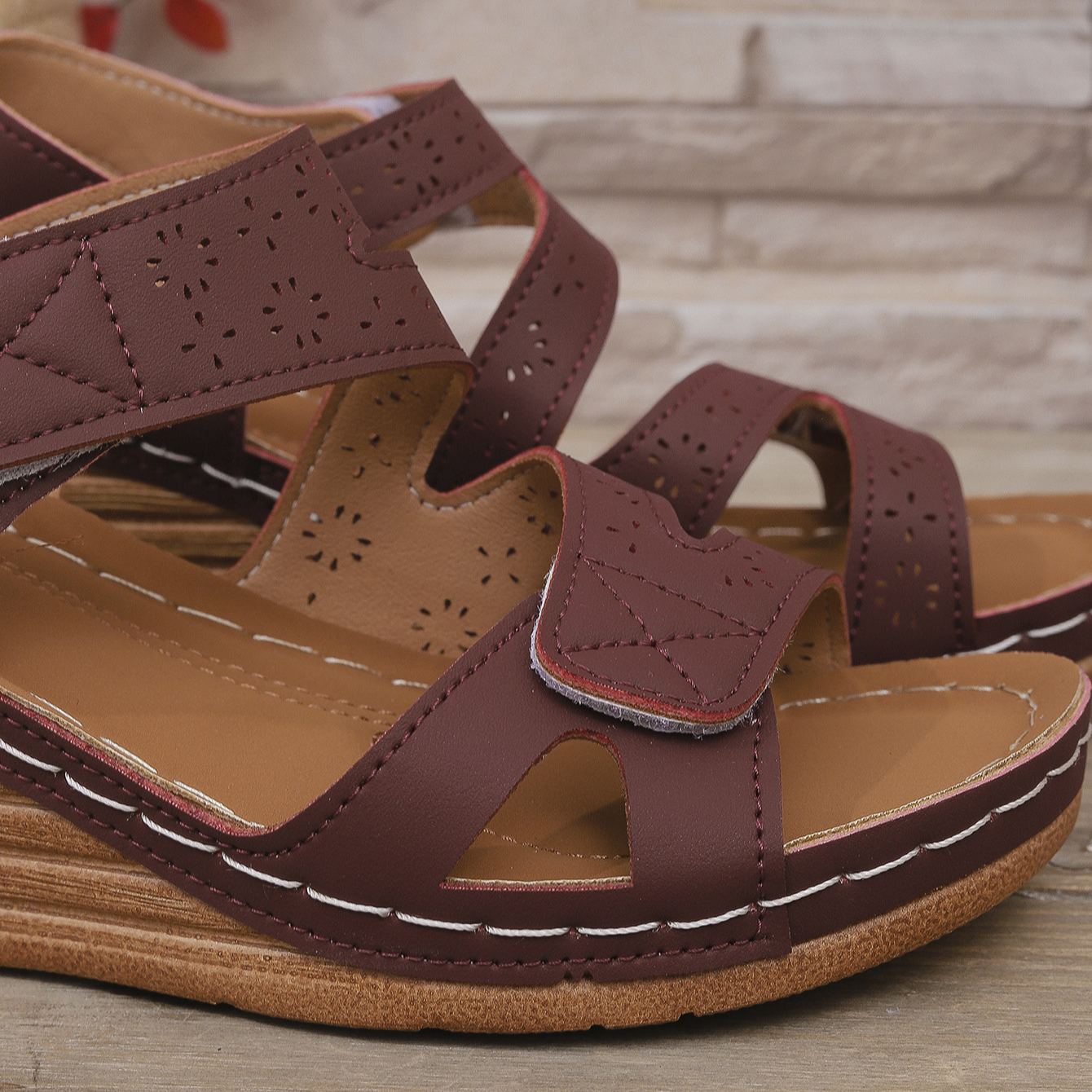 Orthopedic Velcro Cross Strap Wedge Sandals