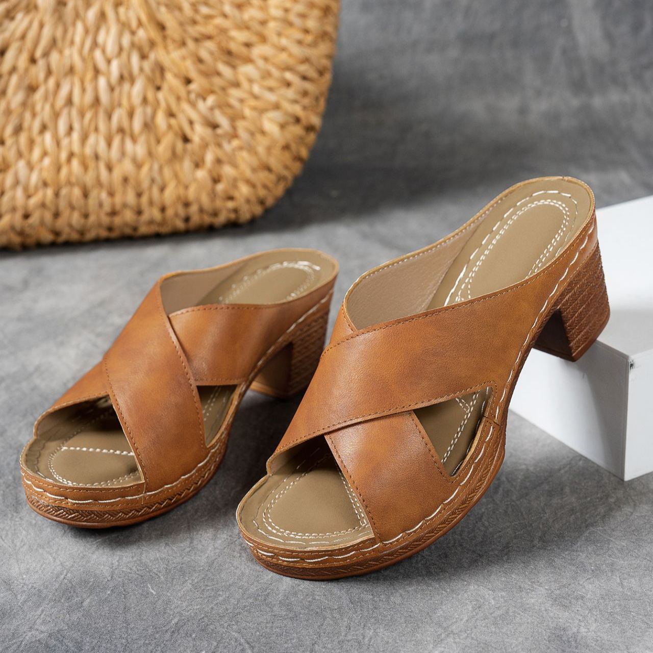 NEW ARRIVAL 60% OFF - Orthopedic Chunky High Heel Sandals - BUY 2 FREE SHIPPING