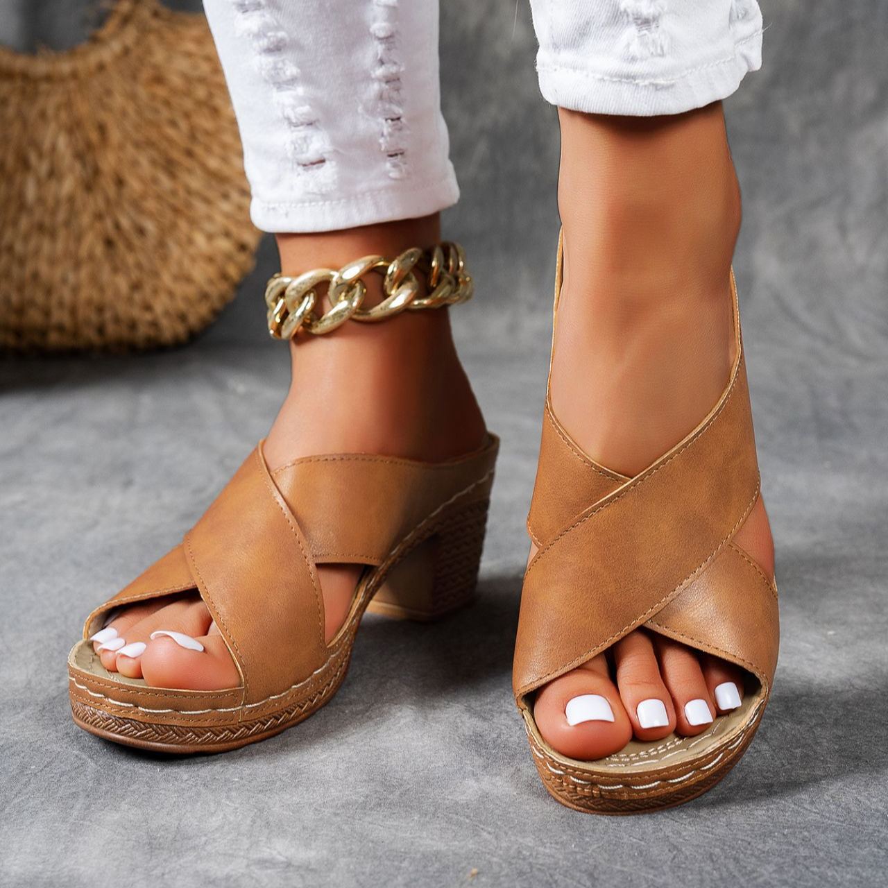 NEW ARRIVAL 60% OFF - Orthopedic Chunky High Heel Sandals - BUY 2 FREE SHIPPING