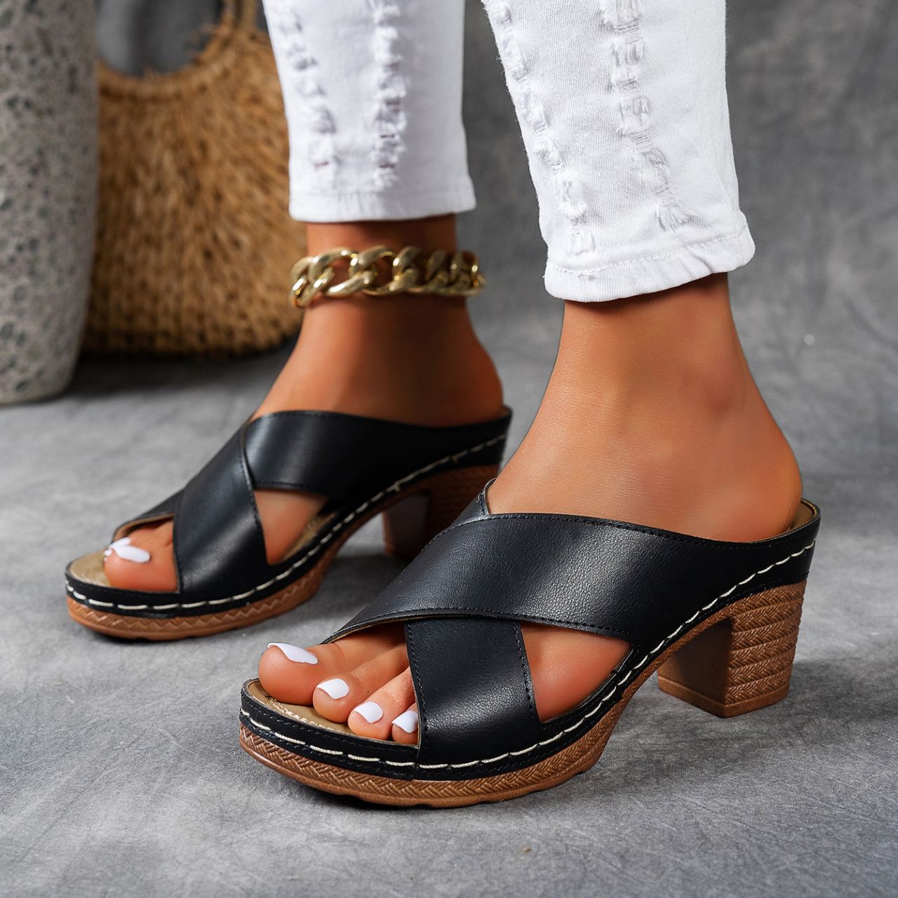NEW ARRIVAL 60% OFF - Orthopedic Chunky High Heel Sandals - BUY 2 FREE SHIPPING