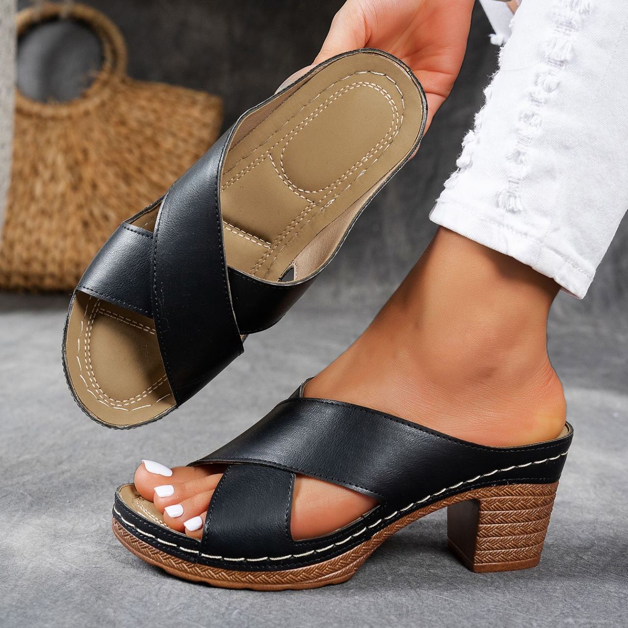 NEW ARRIVAL 60% OFF - Orthopedic Chunky High Heel Sandals - BUY 2 FREE SHIPPING
