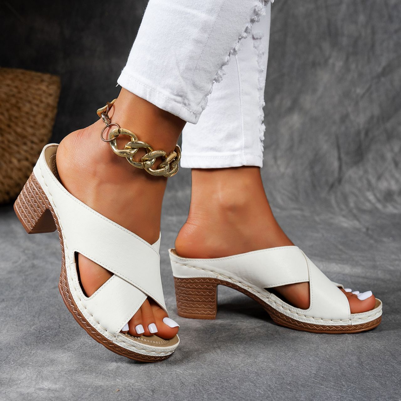 NEW ARRIVAL 60% OFF - Orthopedic Chunky High Heel Sandals - BUY 2 FREE SHIPPING