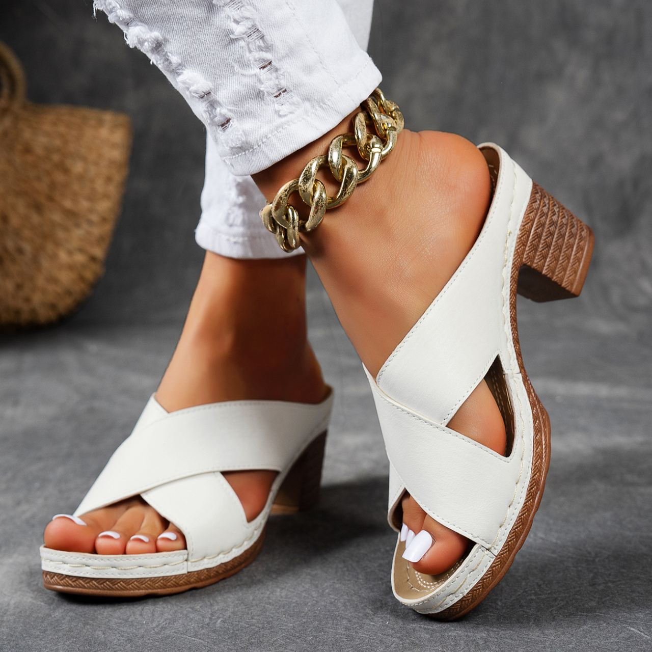 NEW ARRIVAL 60% OFF - Orthopedic Chunky High Heel Sandals - BUY 2 FREE SHIPPING