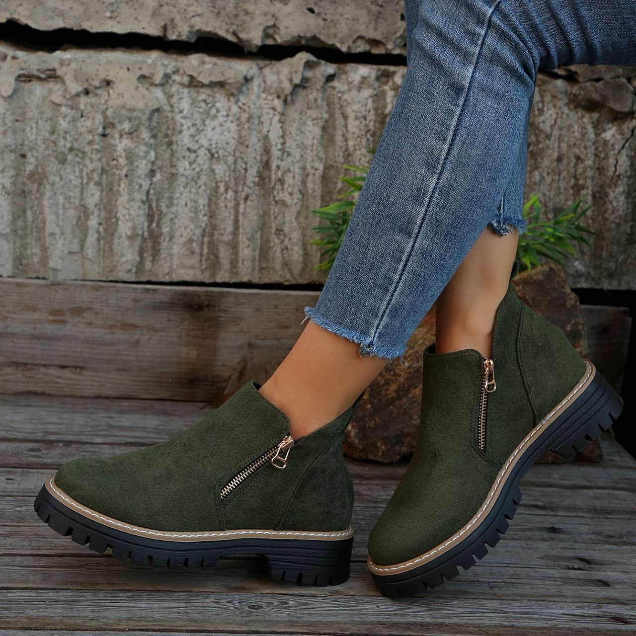 Women'S Retro Solid Color Ankle Boots