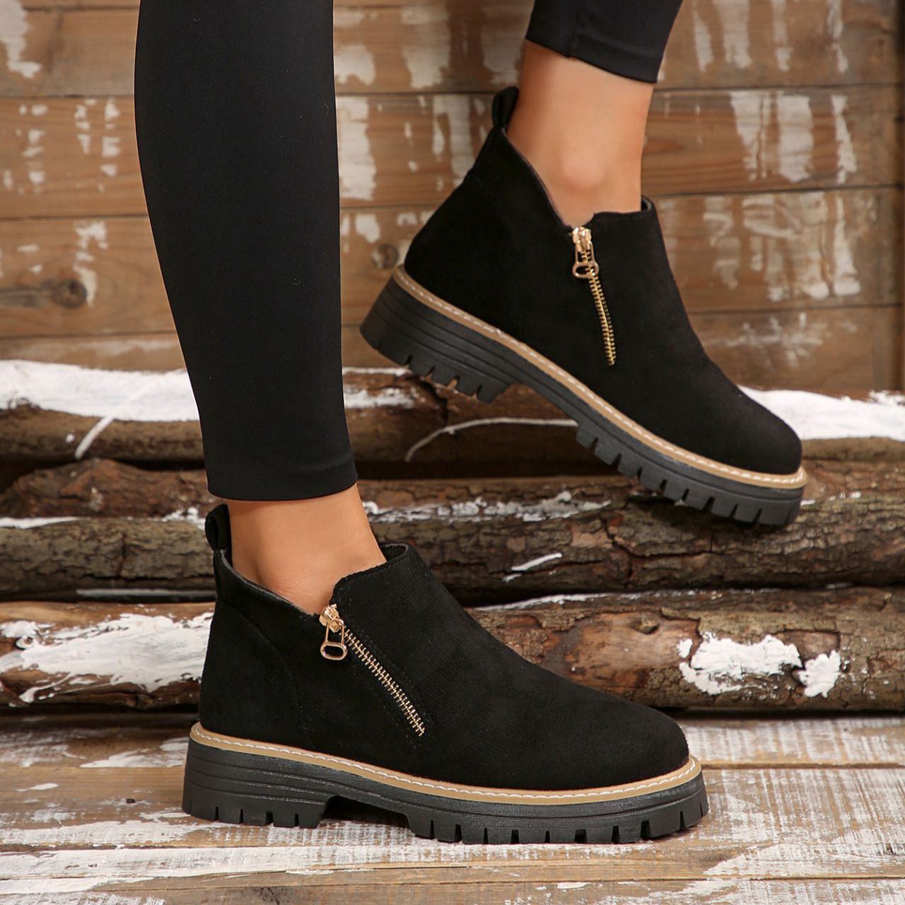 Women'S Retro Solid Color Ankle Boots