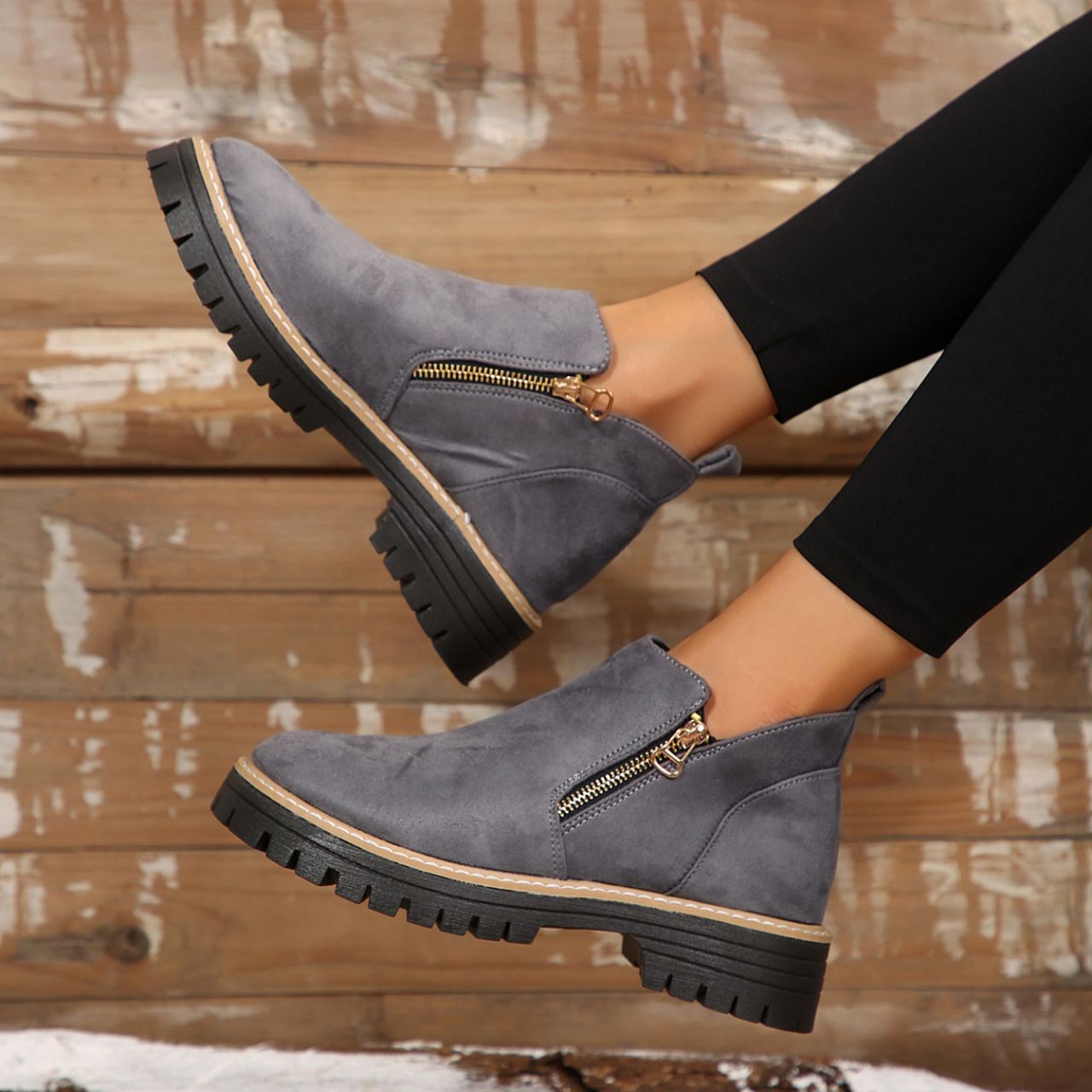 Women'S Retro Solid Color Ankle Boots