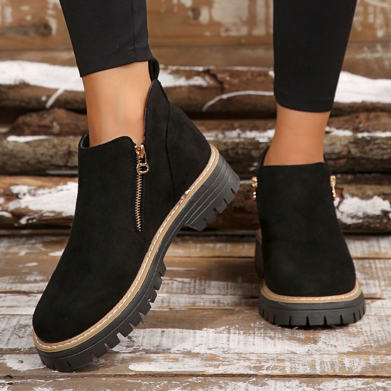 Women'S Retro Solid Color Ankle Boots