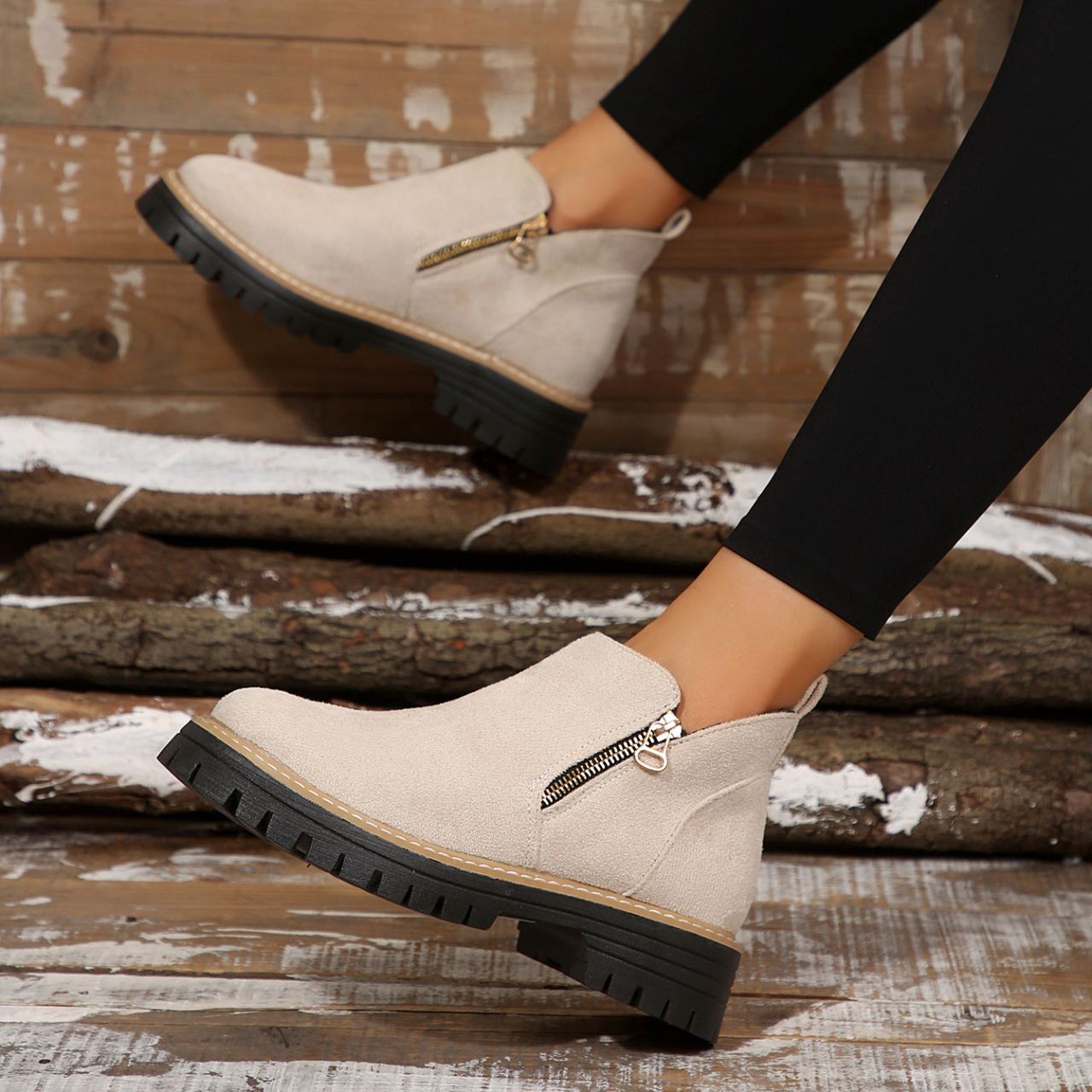 Women'S Retro Solid Color Ankle Boots