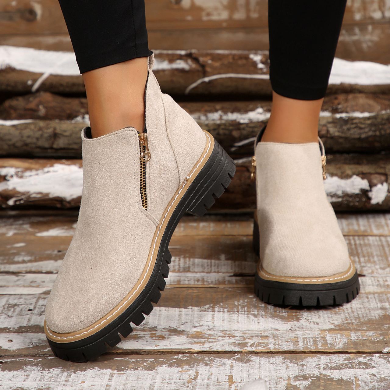 Women'S Retro Solid Color Ankle Boots