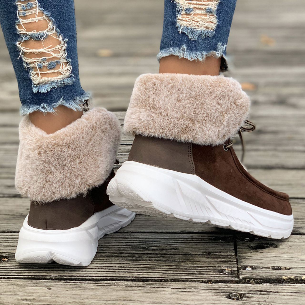 Women's Thick-soled Fleece-lined Warm Snow Boots