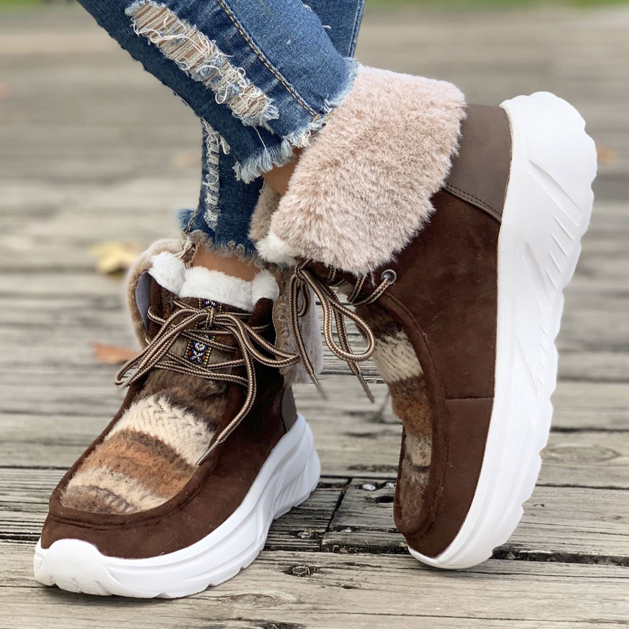 Women's Thick-soled Fleece-lined Warm Snow Boots