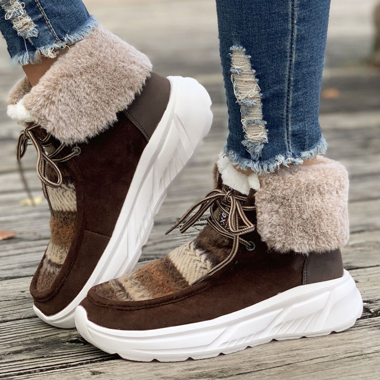 Women's Thick-soled Fleece-lined Warm Snow Boots