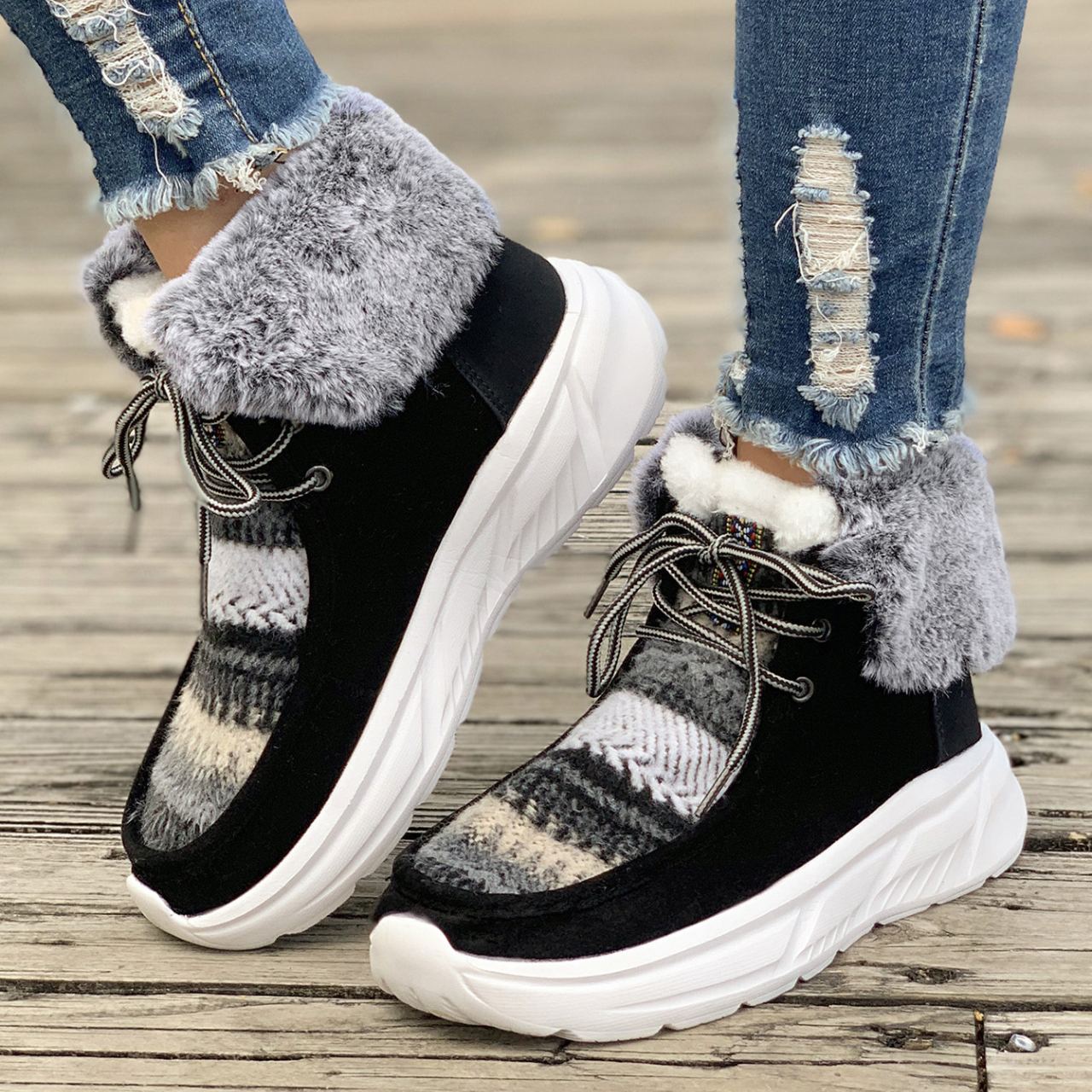 Women's Thick-soled Fleece-lined Warm Snow Boots