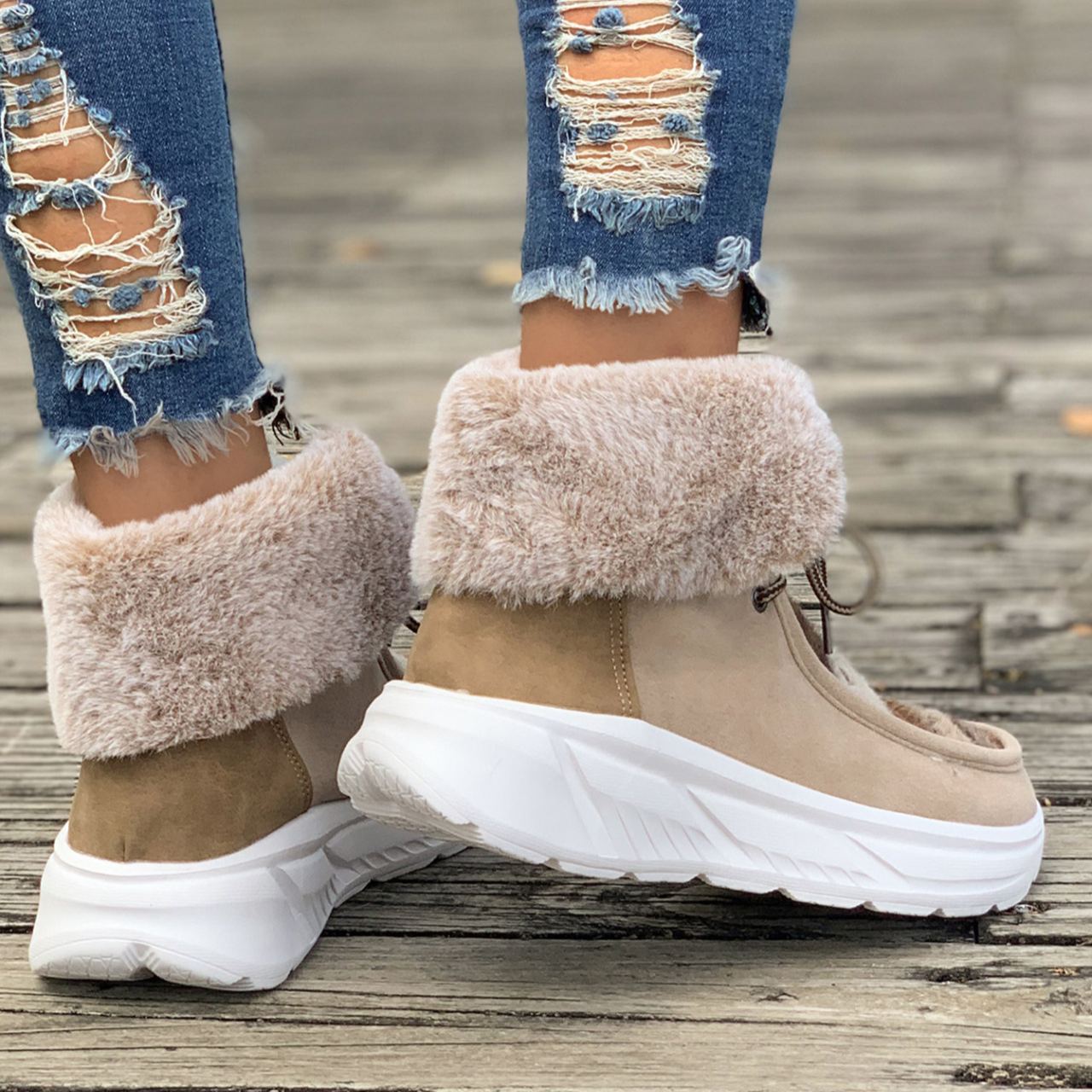 Women's Thick-soled Fleece-lined Warm Snow Boots