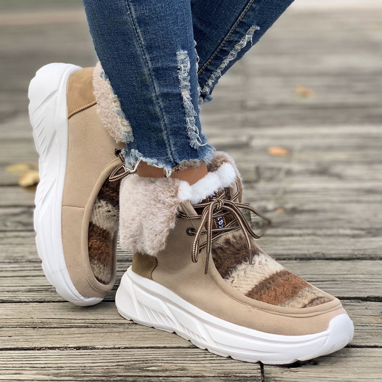 Women's Thick-soled Fleece-lined Warm Snow Boots