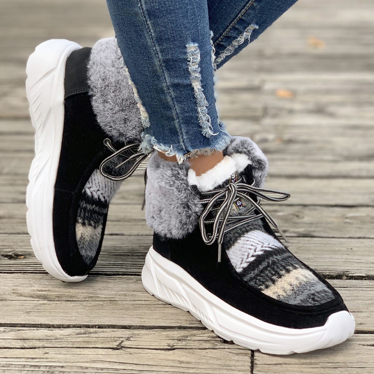 Women's Thick-soled Fleece-lined Warm Snow Boots