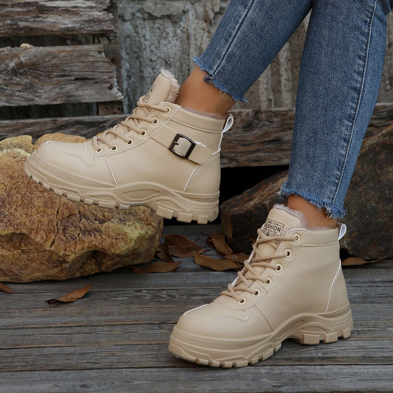 NEW ARRIVAL 60% OFF - Women's Waterproof Warm Fleece-Lined Lace-Up Boots