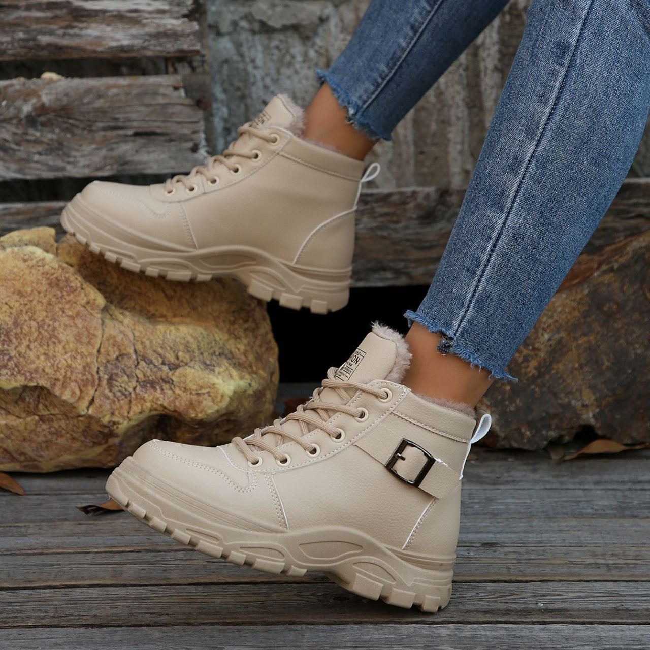 NEW ARRIVAL 60% OFF - Women's Waterproof Warm Fleece-Lined Lace-Up Boots