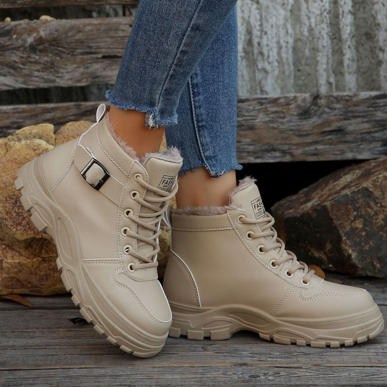 NEW ARRIVAL 60% OFF - Women's Waterproof Warm Fleece-Lined Lace-Up Boots