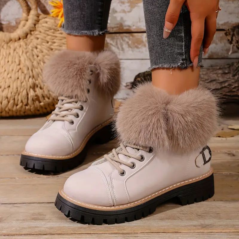 Women's Winter Lace-Up Closure Comfortable Ankle Boots