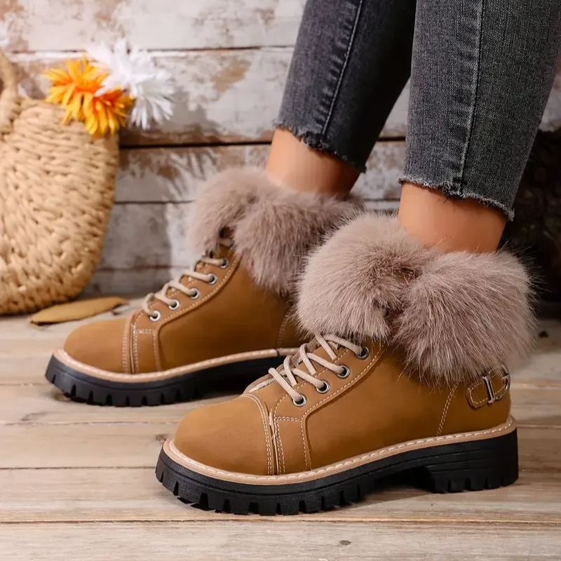 Women's Winter Lace-Up Closure Comfortable Ankle Boots