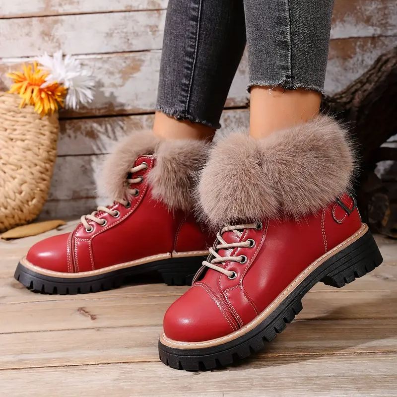 Women's Winter Lace-Up Closure Comfortable Ankle Boots