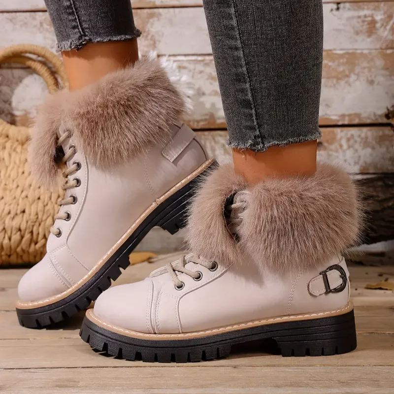 Women's Winter Lace-Up Closure Comfortable Ankle Boots