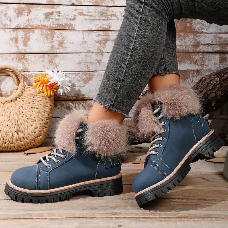 Women's Winter Lace-Up Closure Comfortable Ankle Boots