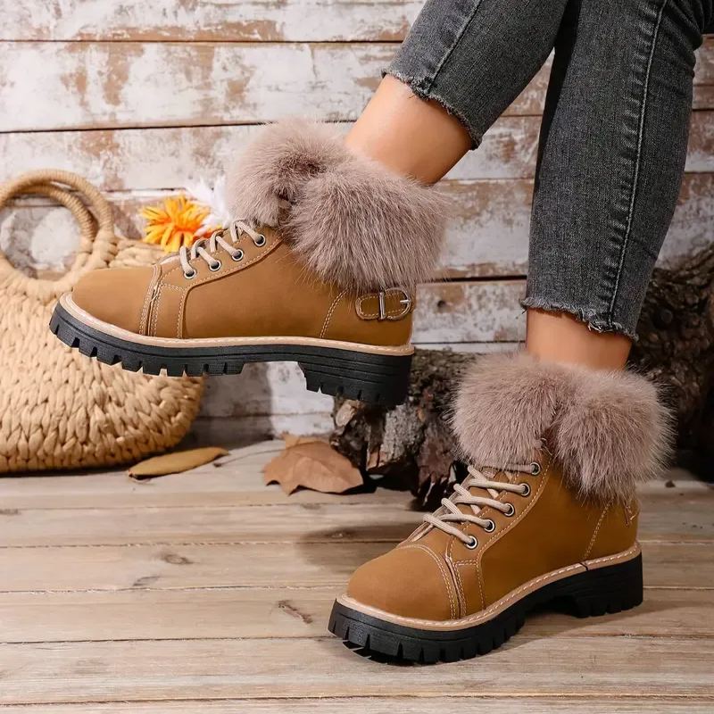 Women's Winter Lace-Up Closure Comfortable Ankle Boots