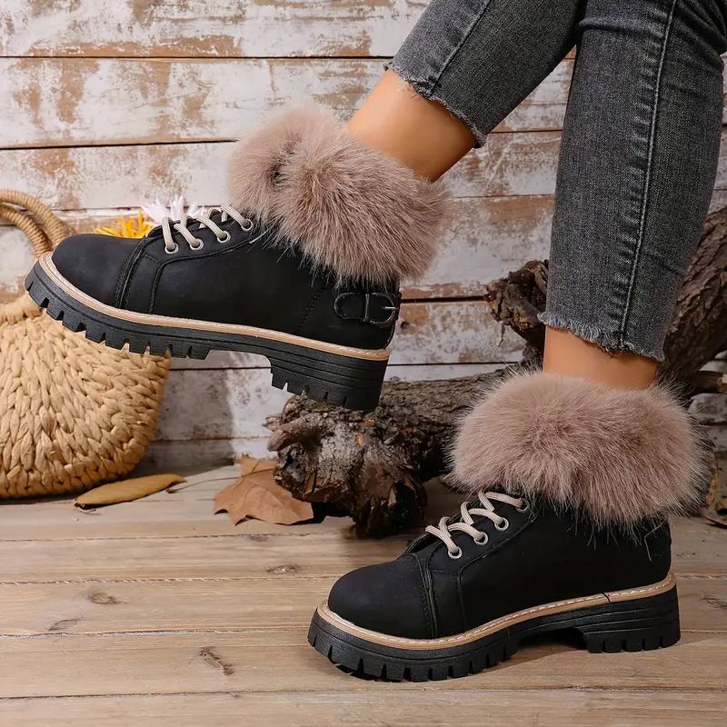 Women's Winter Lace-Up Closure Comfortable Ankle Boots