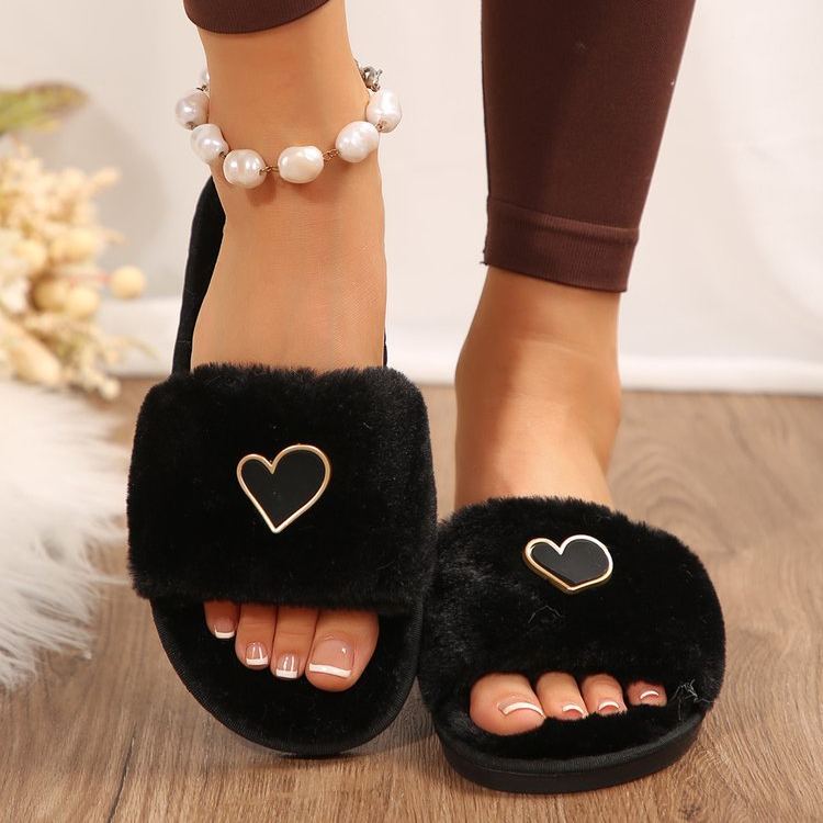 Women's All-Season Slip-On Heart Pattern Slippers