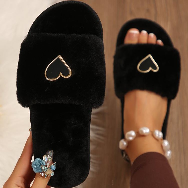 Women's All-Season Slip-On Heart Pattern Slippers