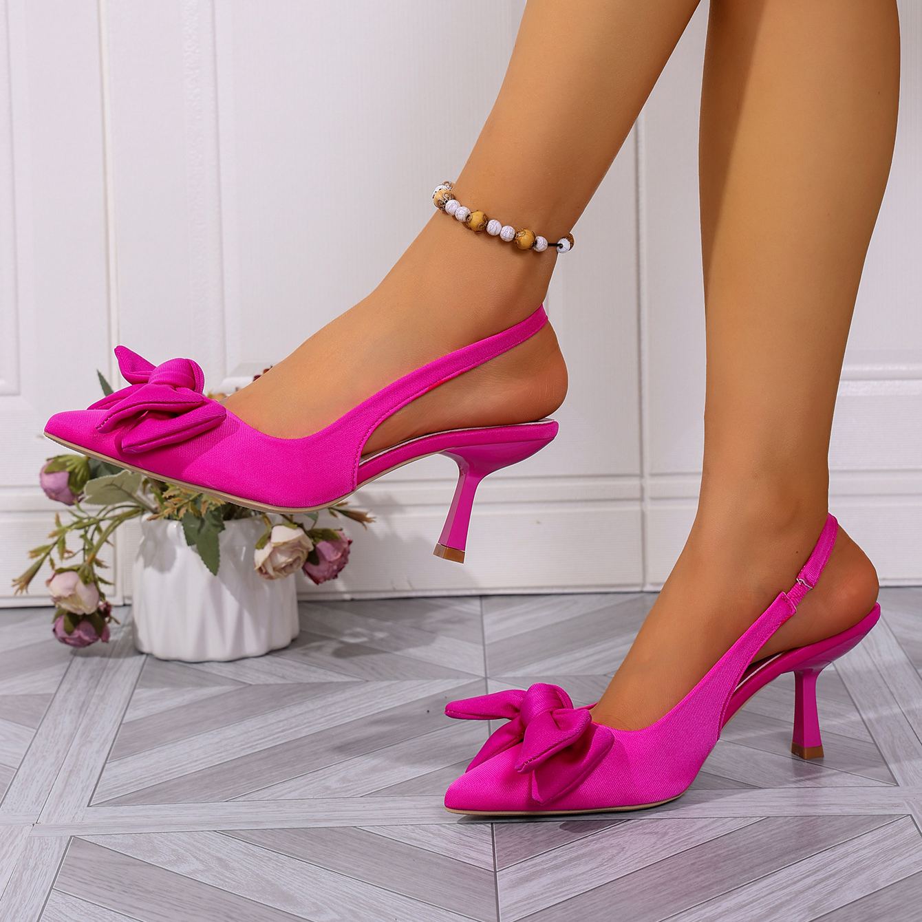 Women's Pointed-Toe Stiletto Heel Bow Elegant Sandals